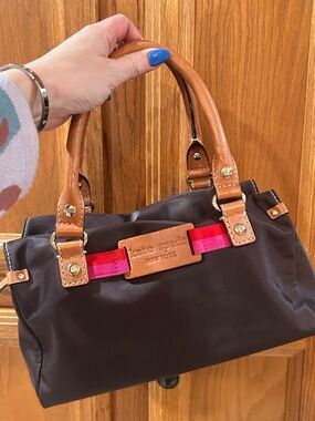 kate spade Anabel Brown Nylon Satchel with Tan Leather Trim